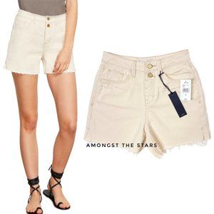 Habitual Maddie Natural Beige Cut Off High Waisted Denim Shorts